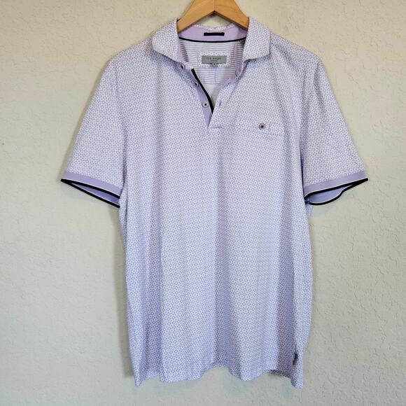 Ted Baker London Collared Lemsher Knit Stretch Polo Shirt Purple Size 5 Men's XL - Picture 1 of 9